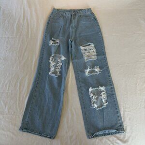 SHEIN Women's Distressed Blue Jeans Size Medium in Excellent Condition